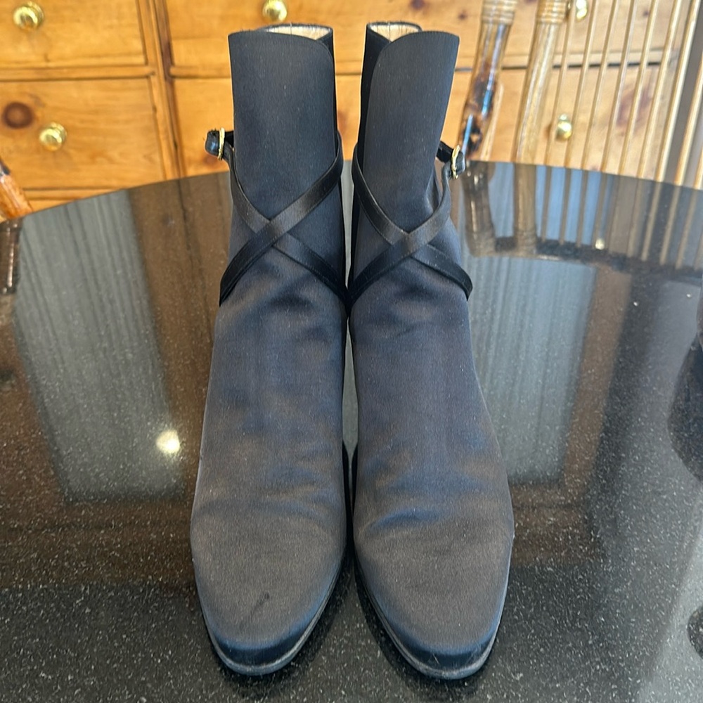 Tanino Crisci Black Satin Boots Size 41 US 11